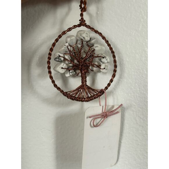 Handmade Wirewrapped Copper and Howlite Crystal Tree of Life,2-3inch Wall Decor - Picture 5 of 5